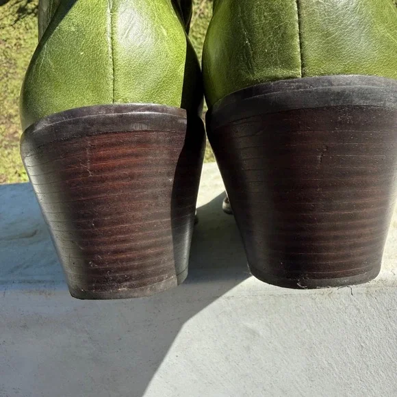 Steve Madden Saddle Green Leather Slouchy Western Cowboy Boots Womens 9B Brazil - Picture 12 of 13